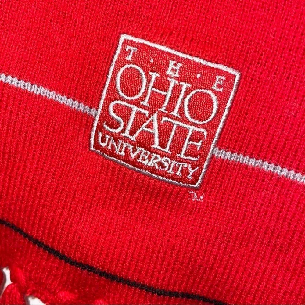 Scarf Ohio State University Striped Reversible Buckeyes OSU Fringe Hem